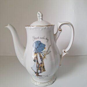 VINTAGE 1973 HOLLY HOBBIE TEAPOT "START EACH DAY IN A HAPPY WAY" EUC